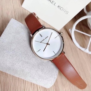 (ผ่อน0%) นาฬิกา Michael Kors Jayne Three-hand Brown Leather Watch MK7099 ✔️หน้าปัด 38 มม. สายหนัง สีน้ำตาล
