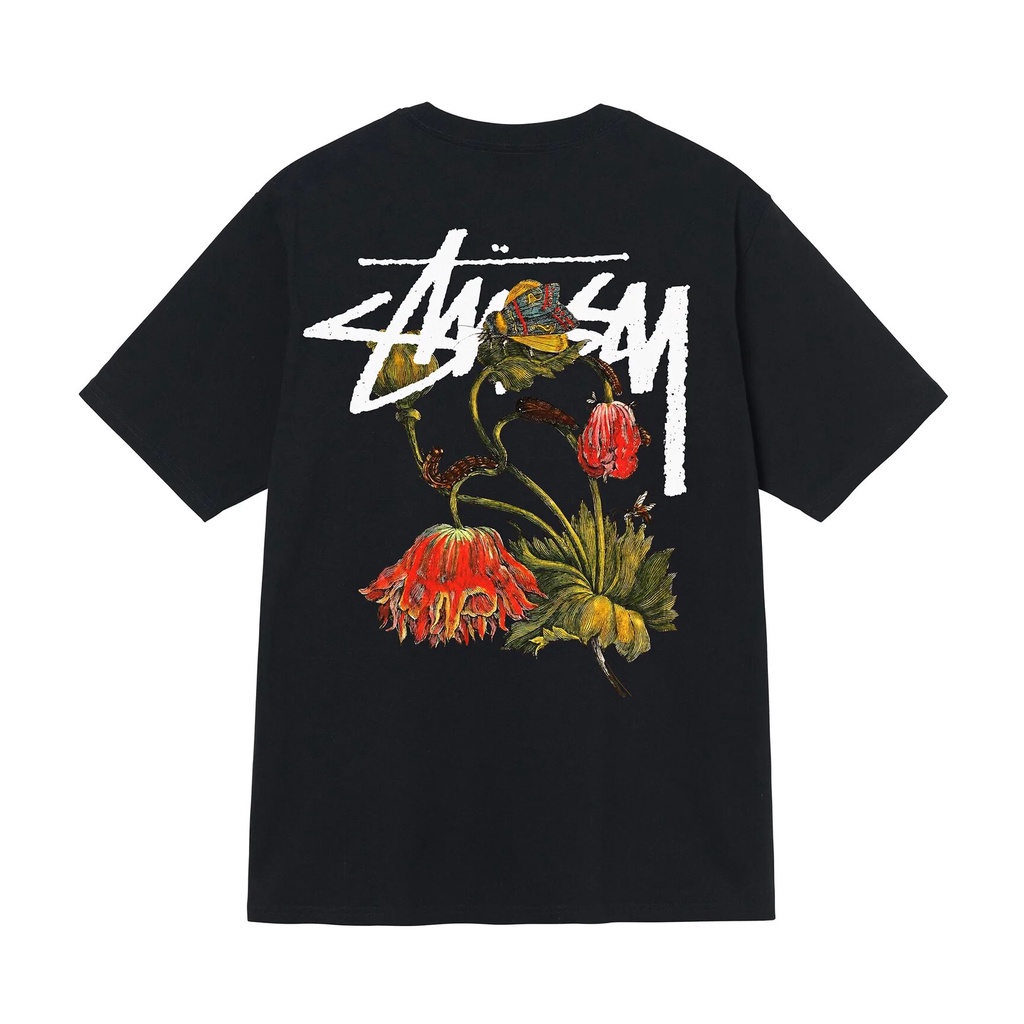 เสื้อยืดพิมพ์ลายแฟชั่น-stussy-เสื้อยืด-พิมพ์ลายดอกไม้-เรียบง่าย