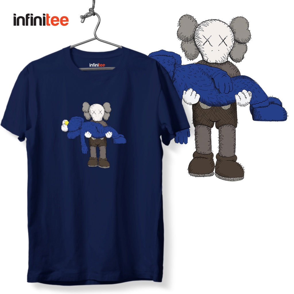 ไม่มีที่สิ้นสุด-kaws-sesame-street-fainted-grover-shirt-in-navy-blue-เสื้อยืด-สำหรับผู้ชาย-trendy-unisex-t-shirt