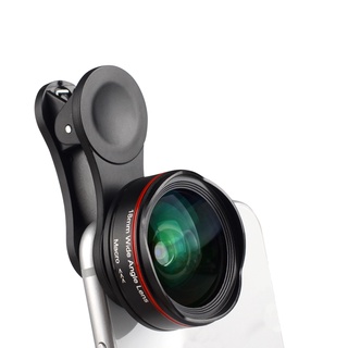 5K Ultra HD Smartphone Camera Lens 18mm 128° Wide-angle 15X Macro Phone Lens Distortionless with Universal Clip Compatible with iPhone Samsung Huawei Smartphones