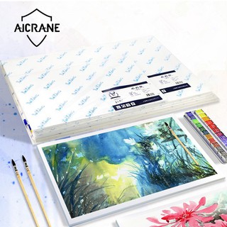 Aicrane กระดาษสีน้ำมืออาชีพผ้าฝ้าย 300 กรัม / ตารางเมตรขนาดกลาง 20 แผ่นสำหรับการวาดภาพสีน้ำอุปกรณ์ศิลปะสำหรับนักเรียน