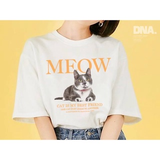 เสื้อยืดคอกลมดีเทลลายเหมียว MEOW