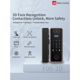 บานเลื่อน สแกนใบหน้า FaceSan Digital Door Lock ปี 2022 รุ่น Model F06-3D Facescan (แถม Remote ฟรี!)