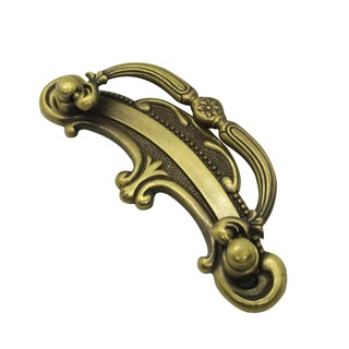 มือจับตู้,ลิ้นชักแบบโบราณ รูปรงสวยงาม สี Antique Bronze (สีบรอนโบราณ) เพิ่มความโบราณให้เฟอร์นิเจอร์ ขนาด 4.5"นิ้ว