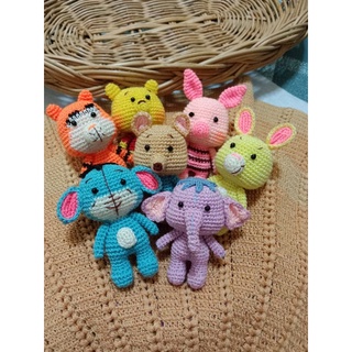 (พร้อมส่ง)พวงกุญแจ ตุ๊กตาถัก ที่ห้อยกระเป๋า ของขวัญ หมีพูห์และเพื่อน