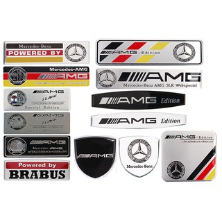 AMG Brabus Aluminum Alloy Car Body Sticker Nameplate for Mercedes Benz C200 W124 C180 A200 W210 W211 W203 w204 Auto Rear Window Emblem Badge Decal Scratch Cover Decoration