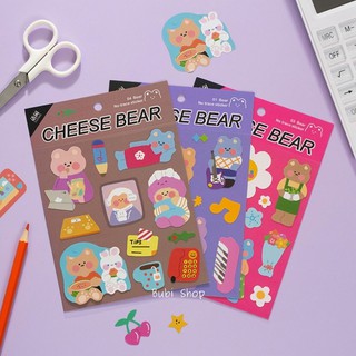 สติ๊กเกอร์ Cheese Bear มี 12 ลายให้เลือก น่ารักปุ๊กปิ๊กสุดๆ สติ๊กเกอร์ไดคัท DIY