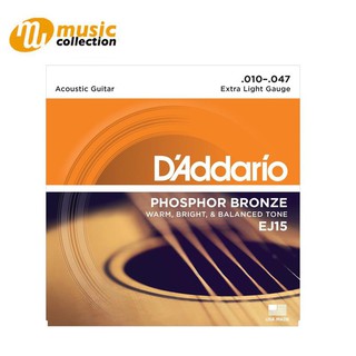 ภาพหน้าปกสินค้าสายกีตาร์โปร่ง D’Addario EJ15 Phosphor Bronze Acoustic Guitar Strings, Extra Light, 10-47 ที่เกี่ยวข้อง