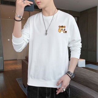 เสื้อกันหนาวแขนยาว คอกลม พิมพ์ลาย สไตล์เกาหลี สําหรับผู้ชาย