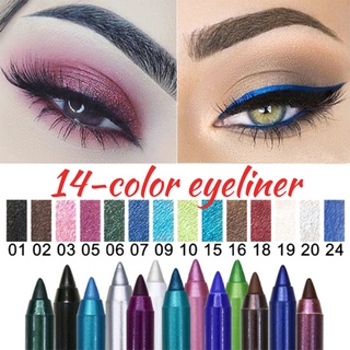 ดินสอเขียนขอบตา อายไลเนอร์ กันน้ํา ติดทนนาน 14 สี สีเขียว สีน้ําตาล ปากกาอายไลเนอร์ ผู้หญิง แฟชั่น สีแต่งหน้า เครื่องสําอาง