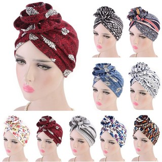 ผ้าโพกหัวผ้าฝ้ายลายดอกไม้สไตล์โบฮีเมียน 9 สี