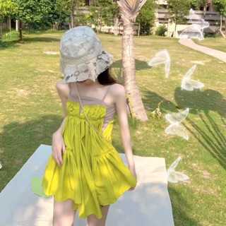 ✨พร้อมส่งจ้า เดรสกระโปรง งานจีบเกาหลี สีสดใสเว่อร์ ต้องมี