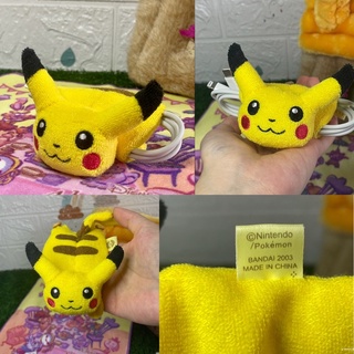 น้องปิกาจู พิคาชู/โปเกม่อน Pikachu Pokémon สำหรับจัดเก็บสายชาร์จหรือตกแต่งสายกระเป๋า Bandai 2003