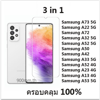 3-in-1 ฟิล์มกระจก Samasung A73 5G ฟิล์มกระจกนิรภัย HD ป้องกันหน้าจอ สําหรับ Samsung A54 A34 A24 A14 A73 A72 A33 A52 A13 A23 A53 5G 9H ฟิล์มป้องกัน