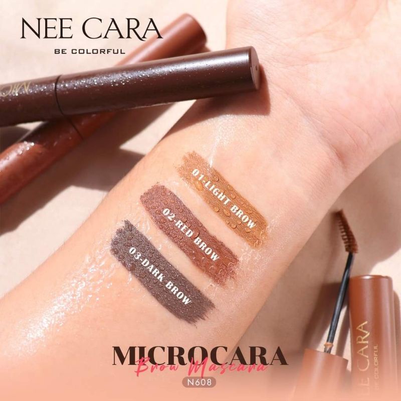 ของแท้-มีของแถม-nee-cara-microcara-brow-mascara-นีคารา-มาสคาร่า-มาสคาร่าปัดคิ้ว-หัวแปรงสลิม