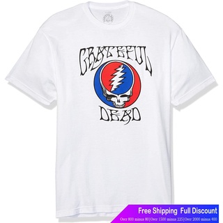 Impactเสื้อยืดแขนสั้น Impact Grateful Dead Logo With Steal Your Face Fitted Mens T Shirt Impact Round neck T-shirt