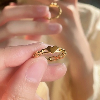สินค้า แหวนเงิน เกรด 925 รูปหัวใจ สีทอง แบบเรียบง่าย เหมาะกับของขวัญ แฟชั่นฤดูร้อน สําหรับผู้หญิง