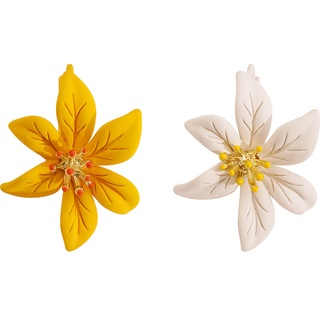 ต่างหู AB ลายดอกไม้ สีขาว สีเหลือง เครื่องประดับแฟชั่น สําหรับผู้หญิง 2023