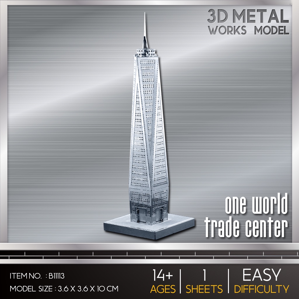 โมเดลโลหะ-3-มิติ-one-world-trade-center-วันเวิลด์เทรดเซ็นเตอร์-b11113-สินค้าเป็นแผ่นโลหะต้องประกอบเอง-พร้อมส่ง