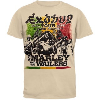 เสื้อยืดผ้าฝ้ายพิมพ์ลายคลาสสิก เสื้อยืด แบบนิ่ม พิมพ์ลาย Bob Marley Exodus Tour แฟชั่นสําหรับผู้ชาย