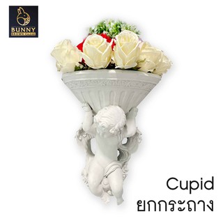 "คิวปิดยกกระถาง Cupid Picaso" ปูนปั้น จัดสวน ประดับสวน แต่งสวน กระถางใส่ต้นไม้ "Bunny Brown"