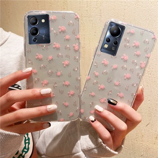 เคสโทรศัพท์มือถือ แบบใส ลายดอกไม้สีชมพู สําหรับ AMK Tecno Spark 6 Go Infinix GT 10 Pro smart 7 Hot NOTE Zero 30 5G 2023 vip 30i 20s 20 12 G96 5 11 11s 10i 10s play nfc 6 plus HL