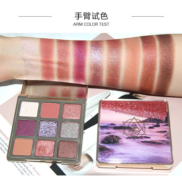 no-5256-อายแชโดว์พาเลทตู้น้ำโนโว-novo-palette-eye-shadow-อายแชโดว์9เฉดสีในตลับเดียว