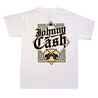 เสื้อยืดผ้าฝ้ายCOTTON johnny cash diamond white guitars เสื้อยืดผู้ชาย plus size classic sportwear ของขวัญวันเกิดวันพ่อS