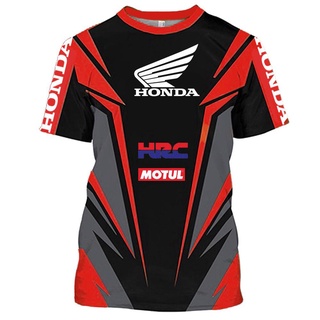 ใหม่ เสื้อยืดลําลอง แขนสั้น พิมพ์ลายรถยนต์ Honda ทรงหลวม ระบายอากาศ เหมาะกับฤดูร้อน สําหรับผู้ชาย 2023