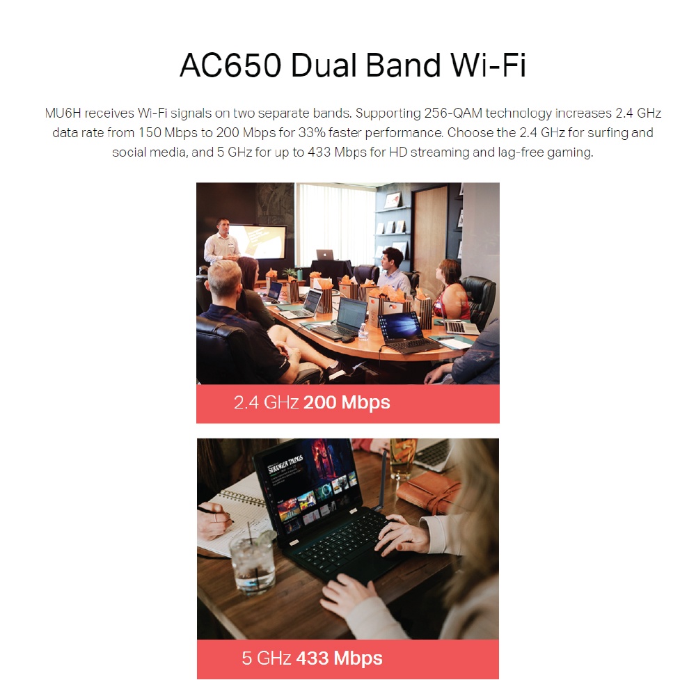 เกี่ยวกับ Mercusys MU6H AC650 High Gain Wireless Dual Band USB Adapter