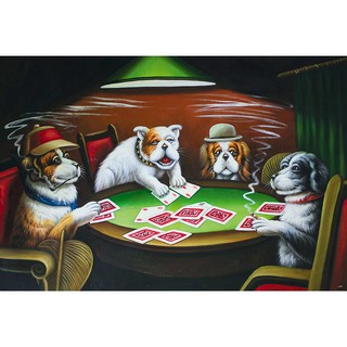 โปสเตอร์ รูปวาด หมา ล้อเลียน Dogs Playing POSTER 24”x35” Inch Classic Vintage DOG Painting v5