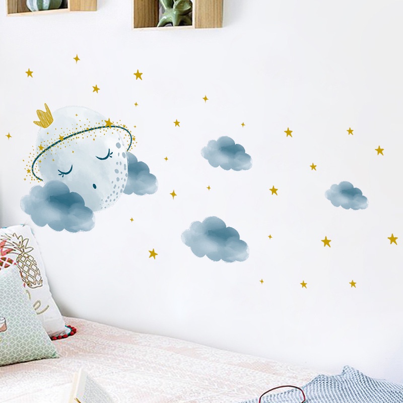 zooyoo-ทาสี-moon-star-clouds-สติ๊กเกอร์ติดผนัง-ทางเข้าห้องเด็ก-commercial-wall-ภูมิทัศน์-สติ๊กเกอร์ตกแต่ง-สติ๊กเกอร์ติดผนัง