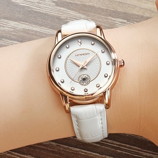 SANDA 198 Gold Creative Women Watches Leather Strap Calendar Watch Women Romantic Simple Quartz Wrist Watches relogio fe