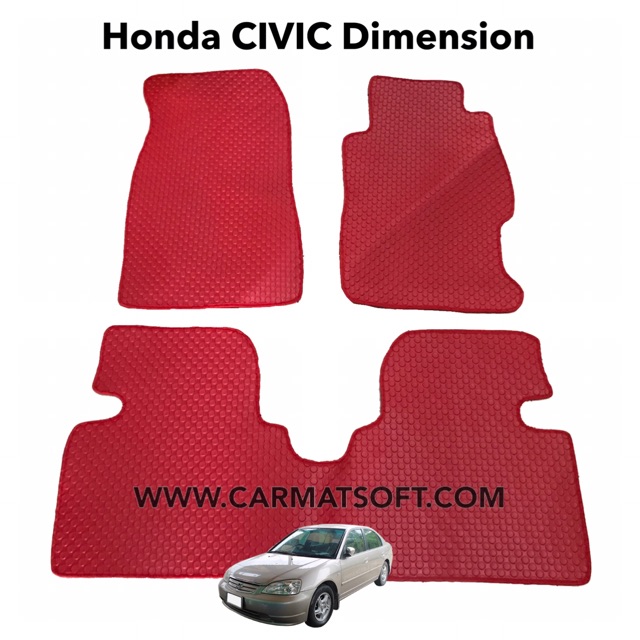 ยางปูพื้นรถยนต์ลายกระดุม-รุ่น-civic-dimension-3ชิ้นหลัก