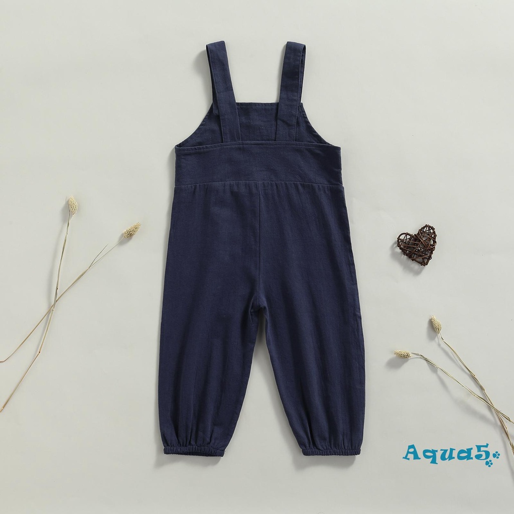 aqq-ชุดเอี๊ยมกางเกงขายาวสีพื้นทรงหลวมสําหรับเด็กผู้ชายและเด็กผู้หญิง-1-6-ปี