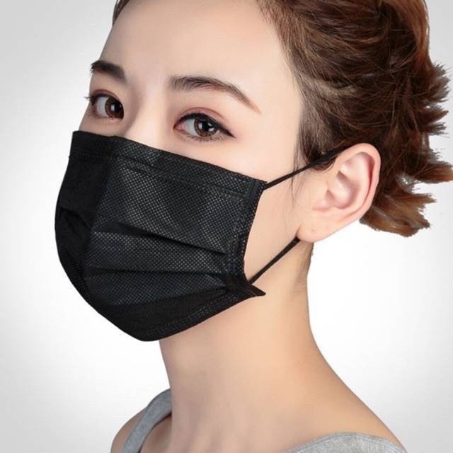 พร้อมส่งไม่ต้องรอ-สีดำ-หน้ากาก-50-ชิ้น-หนา-3-ชั้น-หน้ากากผู้ใหญ่-face-mask-ผ้าปิดจมูก
