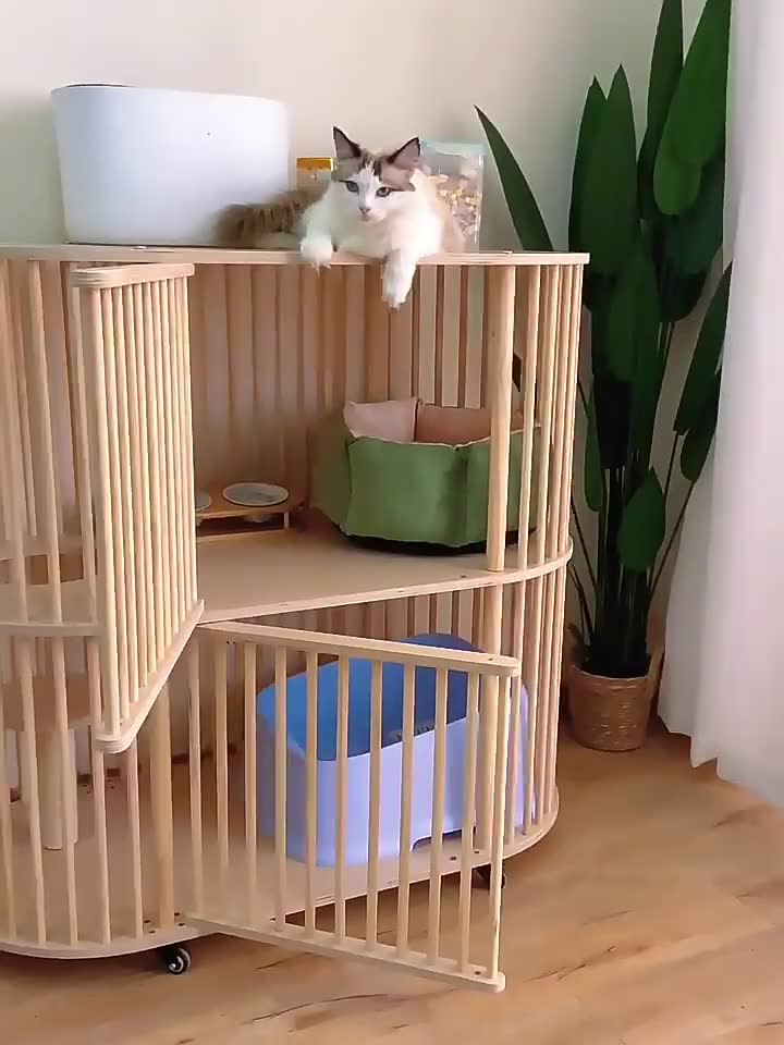 solid-wood-cat-cage-กรงแมวไม้เนื้อแข็ง-ตู้แมว-กรงเลี้ยงแมว-วิลล่ากรงแมว-คอนโดแมว-ไม้เนื้อแข็ง