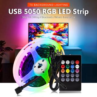ภาพหน้าปกสินค้าแถบไฟ 5050 LED สี RGB ชนิด USB ยืดหยุ่น สำหรับตกแต่งบ้าน พร้อมรีโมตควบคุมผ่านบลูทูธ เพลง ที่เกี่ยวข้อง