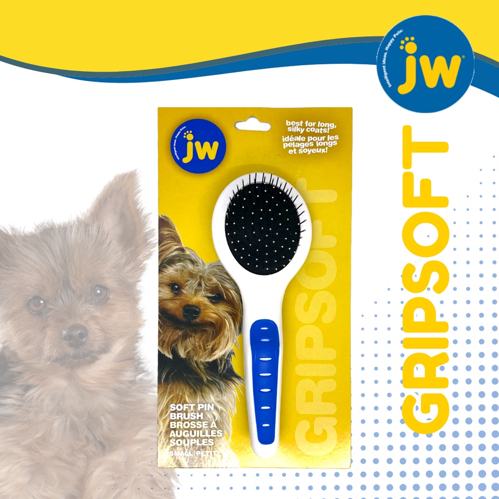 JW GripSoft Pin Brush for Dog แปรงหมุดปลายมนสำหรับสุนัข ใช้สางขน นวด