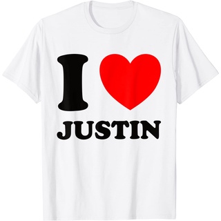 เสื้อยืดโอเวอร์ไซส์เสื้อยืด พิมพ์ลาย I Love Justin สําหรับผู้ชาย และผู้หญิงS-3XL