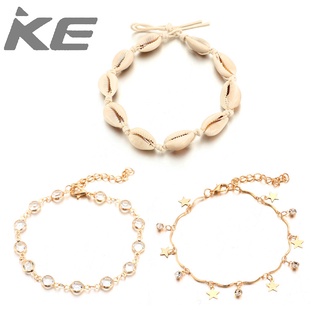 Jewelry Diamond-encrusted Alloy Star Braided Shell MultiAnklet for girls for women low price