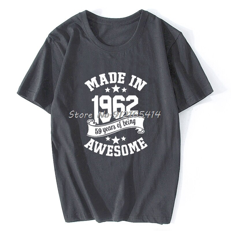 เสื้อยืดคอกลม-แขนสั้น-ผ้าฝ้าย-พิมพ์ลาย-made-in-1962-59-years-awesome-59th-birthday-สไตล์ฮิปฮอป-สําหรับผู้ชาย-คู่รัก