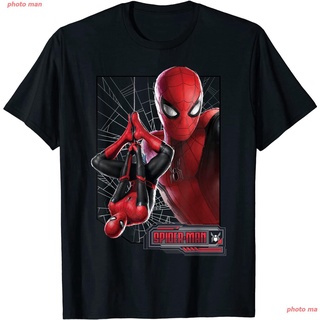 เสื้อยืดสไปเดอร์แมน เสื้อยืดแฟชั่น Spider-Manเสื้อยืด Marvel Spider-Man Far From Home New Suit Logo Poster T-Shirt coupl
