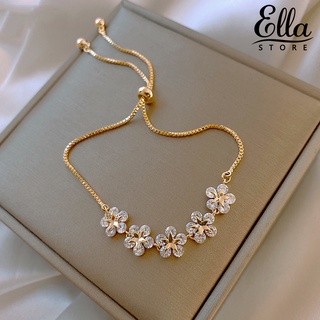 Ellastore123 สร้อยข้อมือ กําไลข้อมือ จี้รูปดาวห้าแฉก ประดับเพทาย ดอกไม้ สวยหรู ติดทนนาน สําหรับผู้หญิง ปาร์ตี้