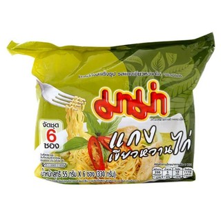 สินค้า มาม่า บะหมี่กึ่งสำเร็จรูป รสแกงเขียวหวานไก่ 55 กรัมx6 ซอง(330กรัม)