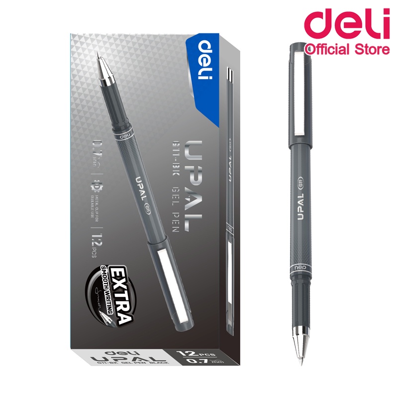deli-g11-gel-pen-ปากกาเจล-หมึกดำ-0-7mm-แพ็คกล่อง-12-แท่ง-ปากกา-อุปกรณ์การเรียน-เครื่องเขียน-school-ปากกาเจลราคาถูก