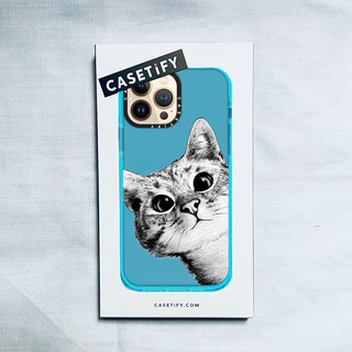 Casetify X เคสนิ่ม ลายแมวโต สีฟ้า สําหรับ IPhone 14 13 12 11 Pro MAX Mini XS MAX XR X SE 6 6S 7 8 Plus