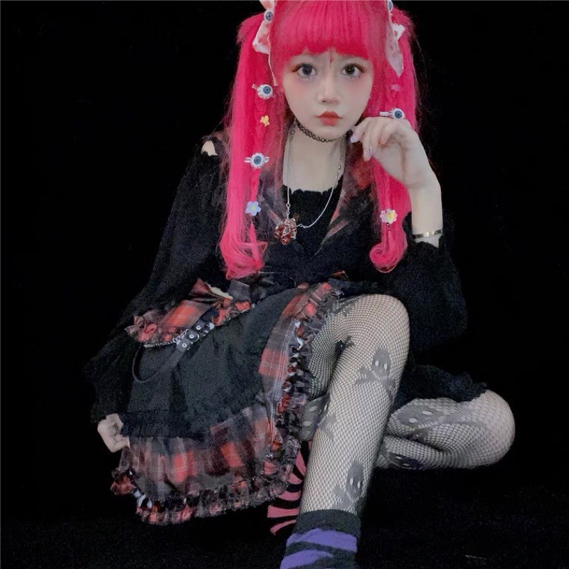 sale-ถุงน่องลายหัวกระโหลก-socks-tights-gothic-พร้อมส่ง