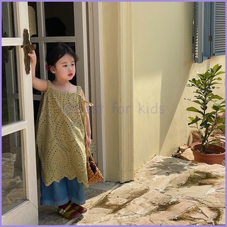【Girls Fashion】ชุดเดรสสายเดี่ยว ปักลาย สไตล์เกาหลี แฟชั่นฤดูร้อน สําหรับเด็กผู้หญิง 2022