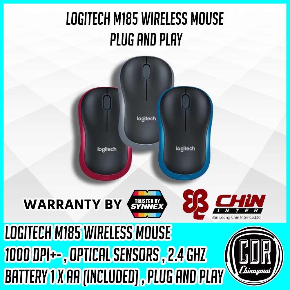 Logitech M185,M238 Compact Wireless Mouse (สีแดง,เทา,น้ำเงิน,Marvel ...